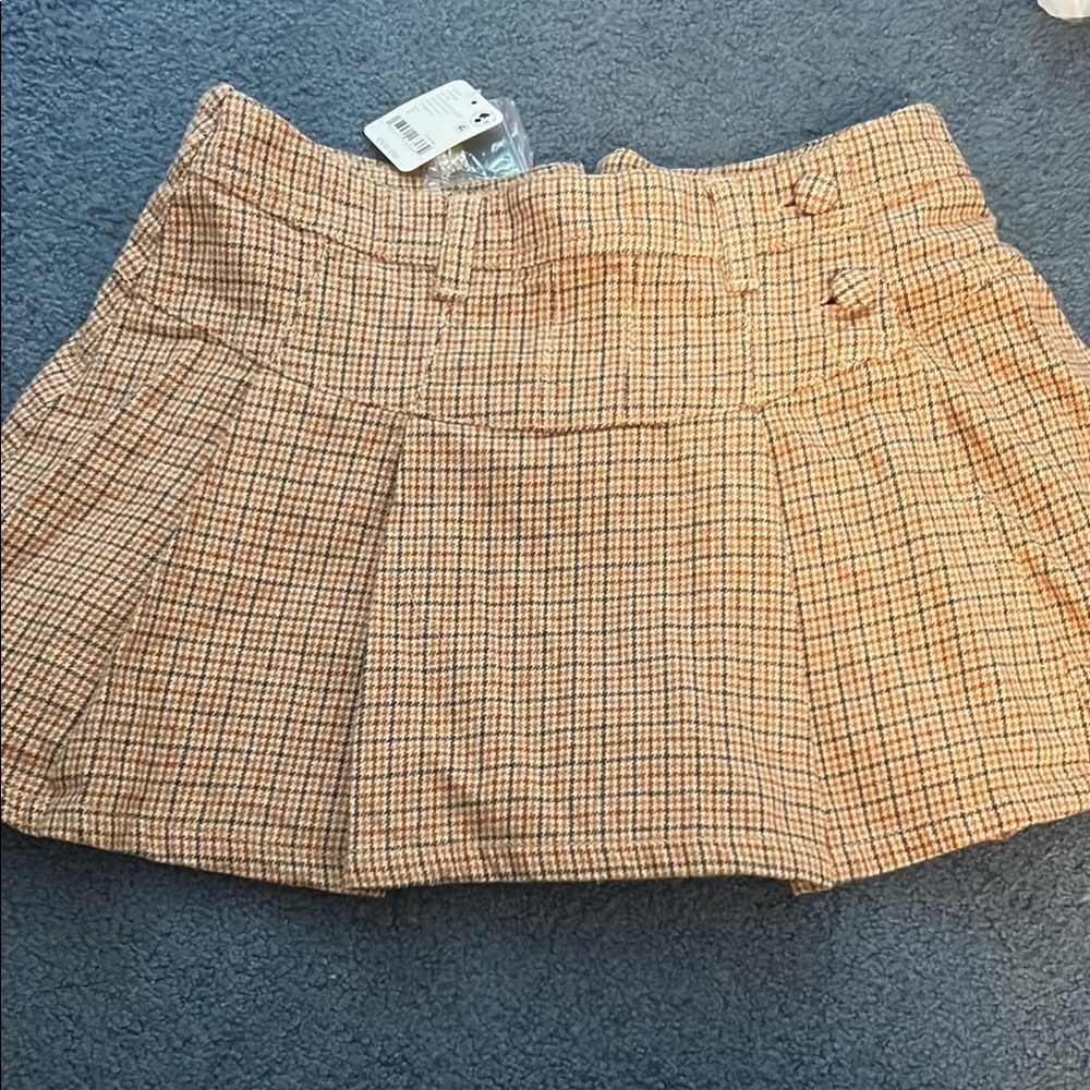 Multicolored Pleated Mini Skater Skirt